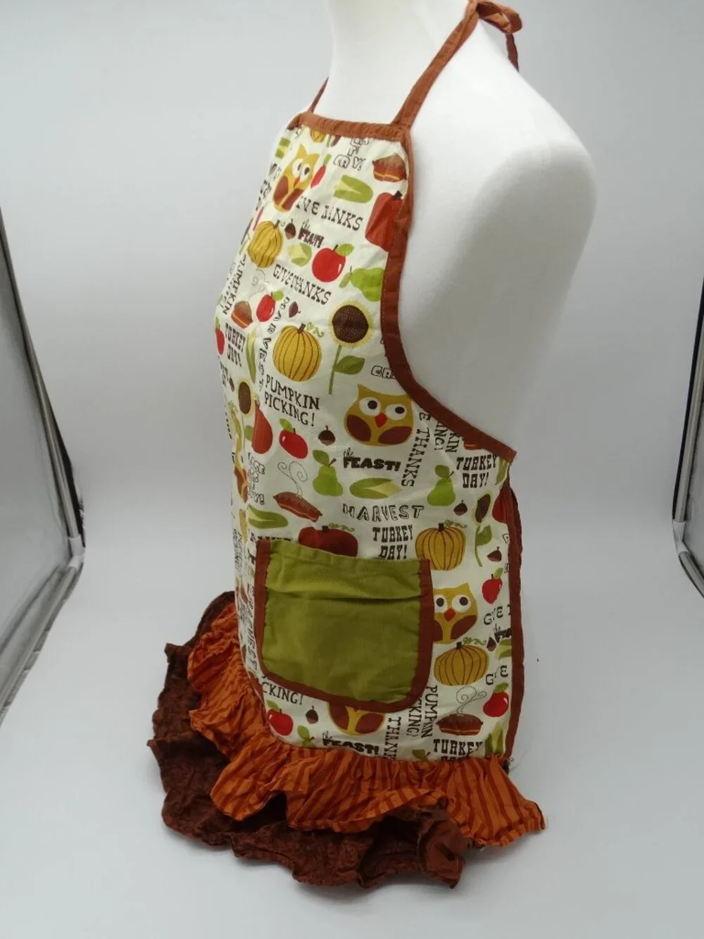 Fall Thanksgiving Apron Ruffles Owls 2011 Brother Sister Design Studio